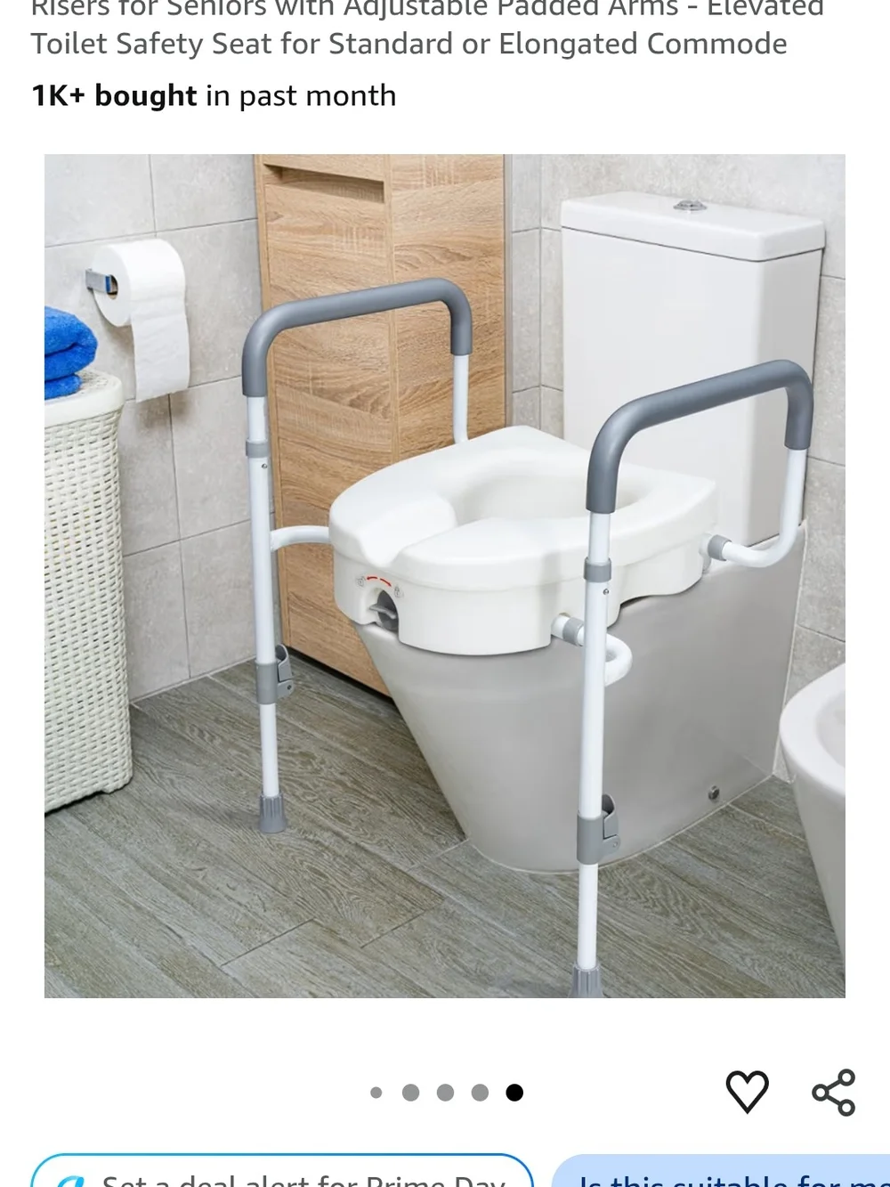 e Raised Toilet Seat with Gray Handles - Elevated Comfort for Seniors